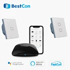 Настенный сенсорный выключатель BroadLink Bestcon TC2S европейского стандарта, дистанционное управление, работает с Alexa Google Assistant Smart Home