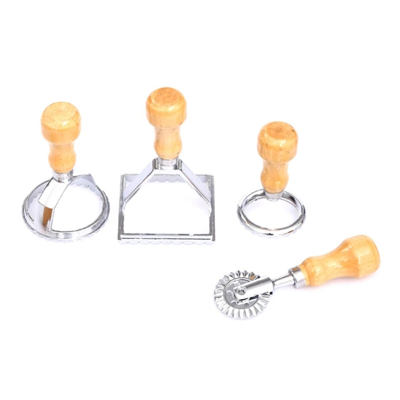 

Набор штампов для равиоли, ножи для равиоли дюйма, с деревянной ручкой и рифленым краем, для изготовления Пельменей