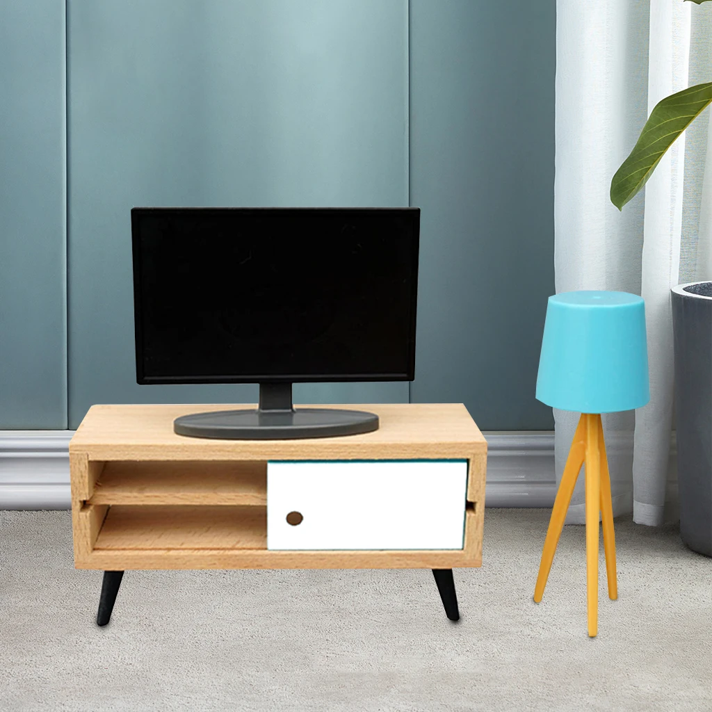 

Современный Миниатюрный Кукольный дом Hi-Fi, ТВ-шкаф, набор 1/6 1/12, гостиная, детская игрушка, ролевая игра, креативная игрушка