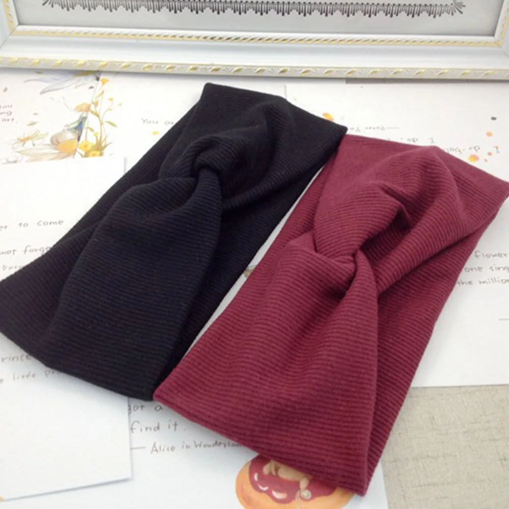 

2021 NEW Fashion Women Girls Elastic Hairbands Solid Color Bowknot Headwear Soft Cross Knot Headbands Hair Accessories