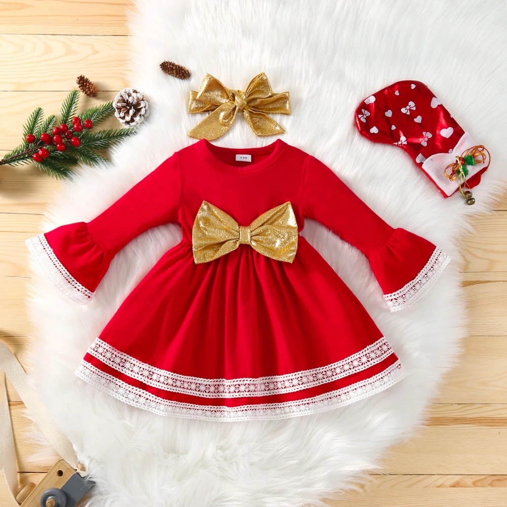 

Baywell/рождественское платье с бантом для маленьких девочек; Вечерние костюмы принцессы с повязкой на голову; Милая одежда; Одежда для маленьк...
