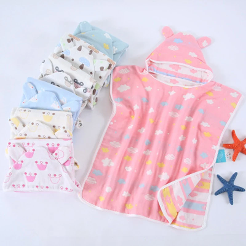 Детское полотенце четырехслойное хлопковое Марлевое банное для младенцев