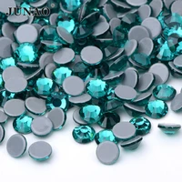 junao ss6 8 10 12 16 20 30 green zircon color hotfix rhinestones flatback iron on glass strass hot fix crystal diamond clothes