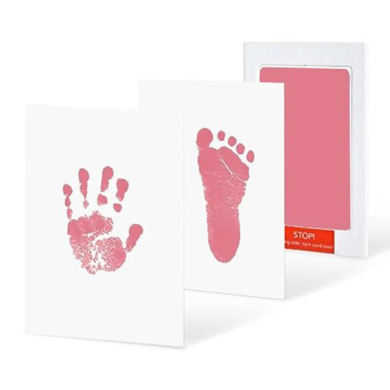 

Newborn Baby Footprint Handprint Kit Ink Pad Imprint Cards Wood Clips Hemp Rope