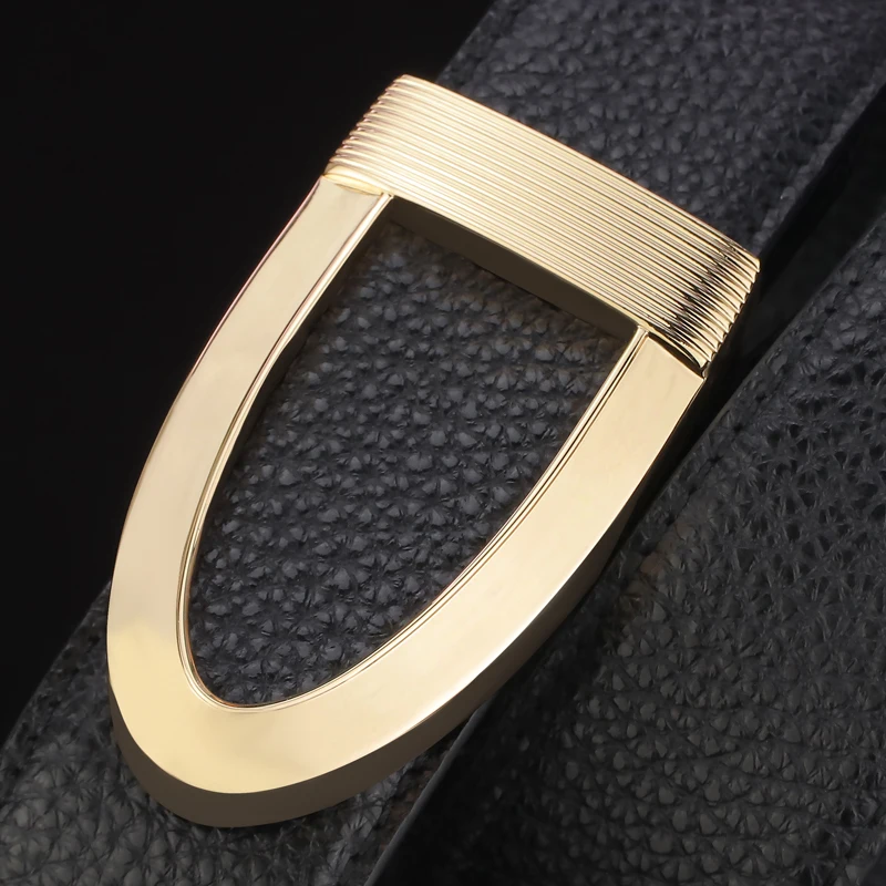 

Men's High Quality Genuine Leather Slide Buckle Belts Trouser Belt Fashion Ceinture Cowskin Casual Formal Wear Waistband Male