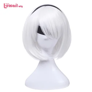 Парик L-email 30 см короткий Боб Косплей парики 3 цвета белый розовый красный прямые синтетические волосы Хэллоуин косплей парик
