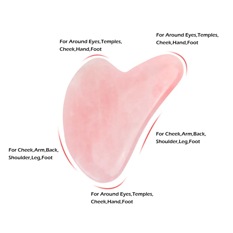 

5pcs Rose Quartz Jade Stone Heart-shaped Gua Sha Scraper Massage Handmade Guasha Board Anti Wrinkle Skin Care for Body Face