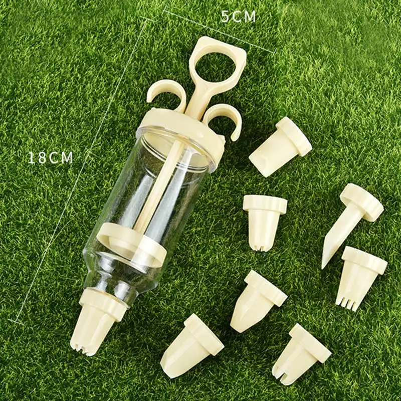 

8Pcs Confectionary Cookie Tips Plastic DIY Pastry Syringe Extruder Cream Nozzle Cake Decorations Tools Cream Gun