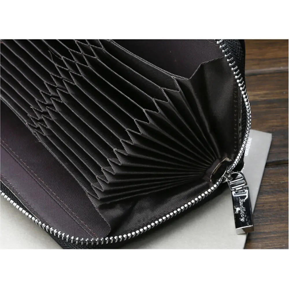 

Men's long wallet fashion contrast color soft leather anti-magnetic large capacity card package