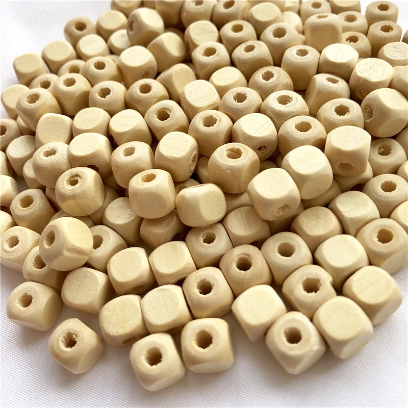 DIY деревянные бусины незавершенный квадратный куб натуральные без свинца