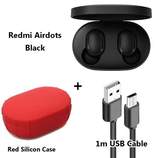 Add Cable Red Case Xiaomi Redmi Airdots беспроводные Bluetooth наушники стерео TWS с микрофоном Handsfree AI управление Bluetooth 5,0 гарнитура Bass Eeadphones - Цвет: Add Cable Red Case
