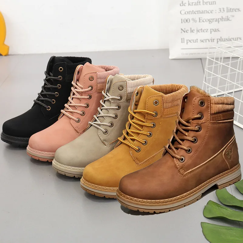 

2021 winter plus cotton Martin boots women's British high-top rhubarb boots casual large size women's shoes tooling leather boot