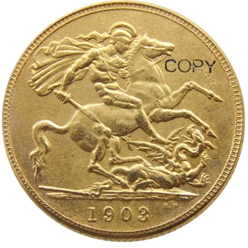 Редкий 1903 король Эдвард VII матовый позолоченный 1 SOVEREIGN(1LSD) копии монет