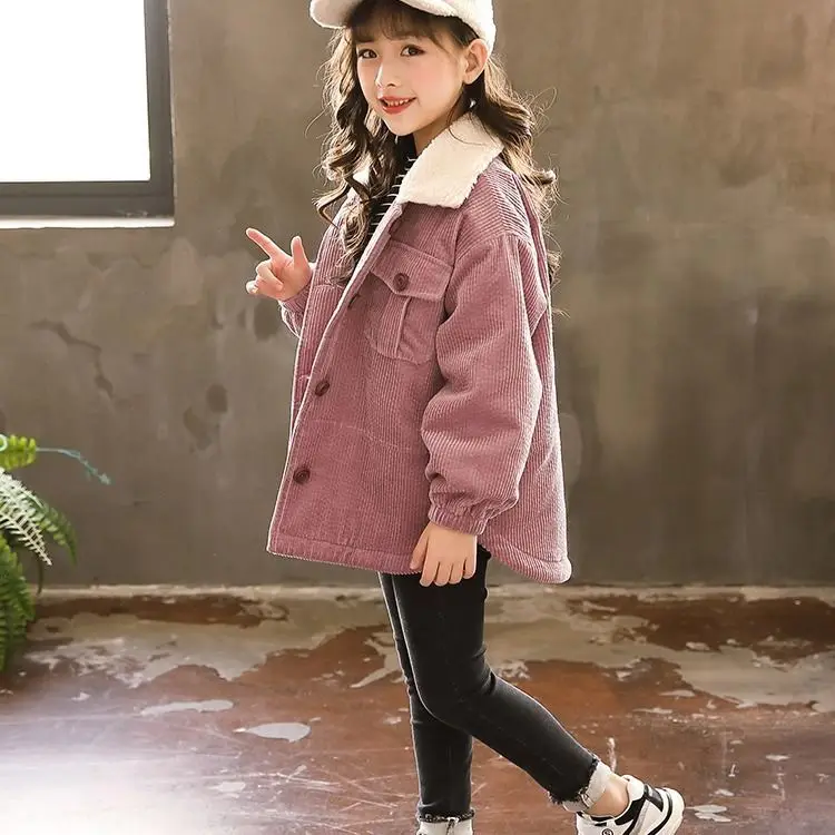 Модная куртка для девочек одежда на весну и осень новинка 2021 детская Вельветовая