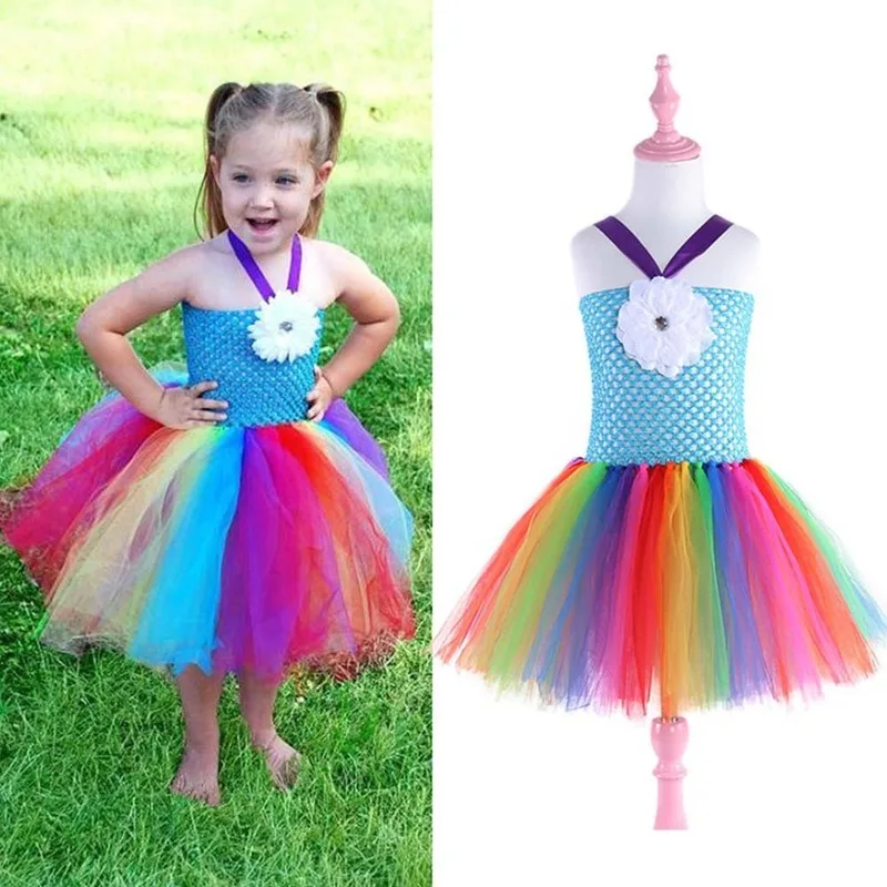 

Girls Party Mesh Tutu Dresses Kids Princess Birthday Outfit Halloween Cosplay Costume Role Play Dress Up Pretended Game Suit
