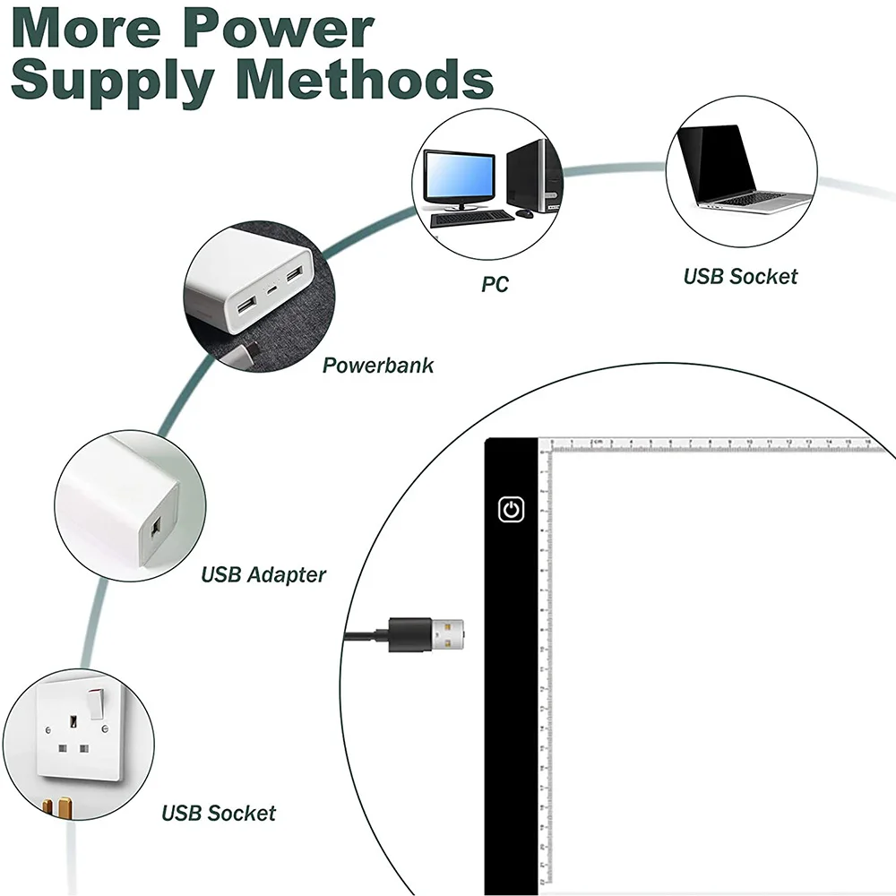 Полка для рисования супертонкая светодиодсветодиодный подсветка A5 USB 3 уровня