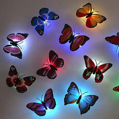1/6/10 linda mariposa luz Night na LED cambio светодиодный color hermosa decorar of pared 1pc 7 Color Drop shipping|Статуэтки и
