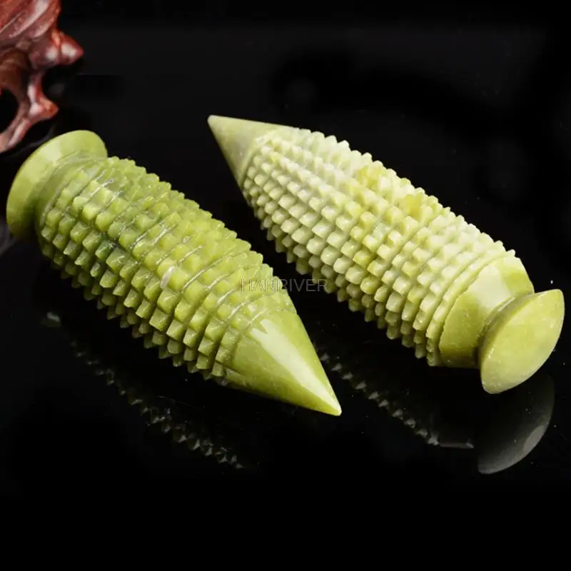 Natural Jade Stone Massage Stick Palm Hand Spiky Massager Acupoint Therapy Body Acupuncture Ball Stress Relief Health Care Tool