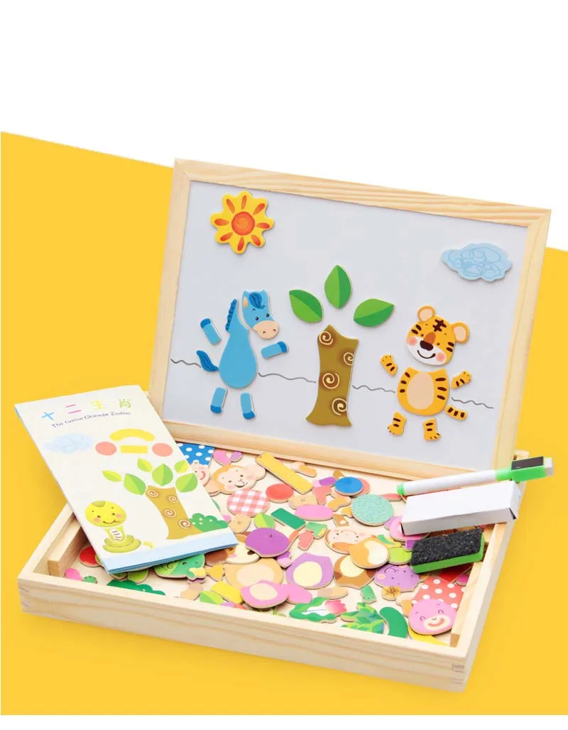 100 + шт детский деревянный магнитный пазл фигурка/Животные/Транспорт/цирк доска