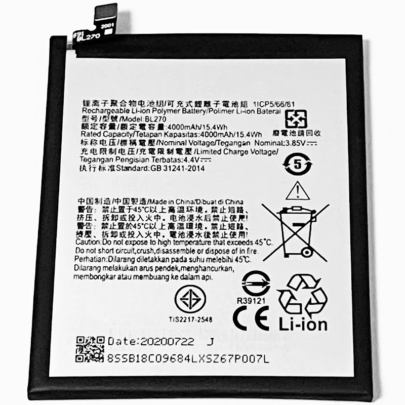3 85 V 4000mAh BL270 для Lenovo K8 Note XT1902 Battery|Аккумуляторы мобильных телефонов| |