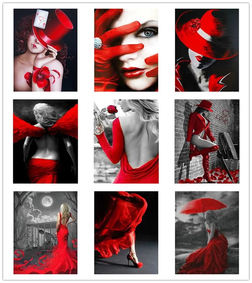 Алмазная живопись 5d сексуальная женщина красное платье Вышивка Набор для
