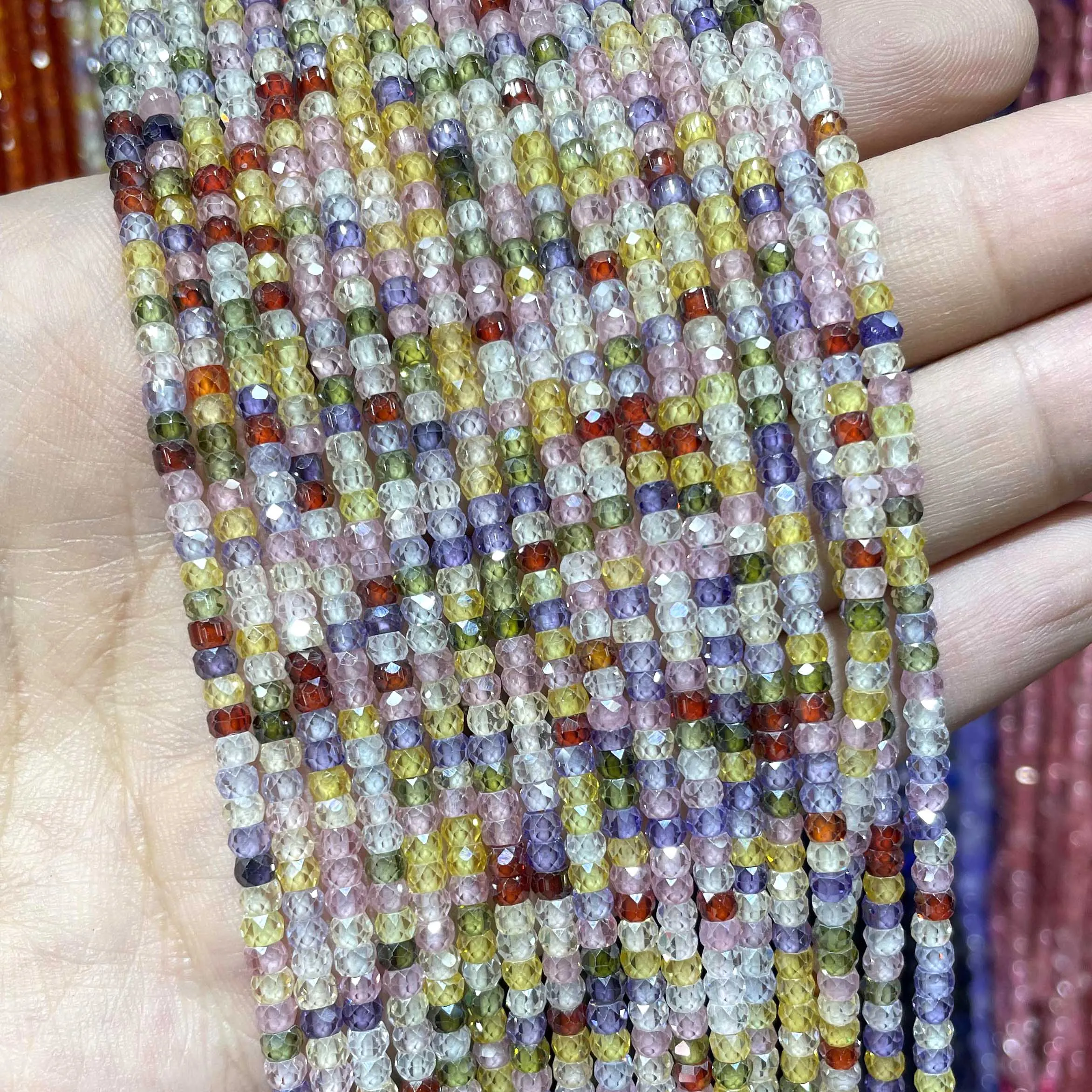 Граненые кубические циркониевые Стразы 2*3 мм разноцветные круглые бусины