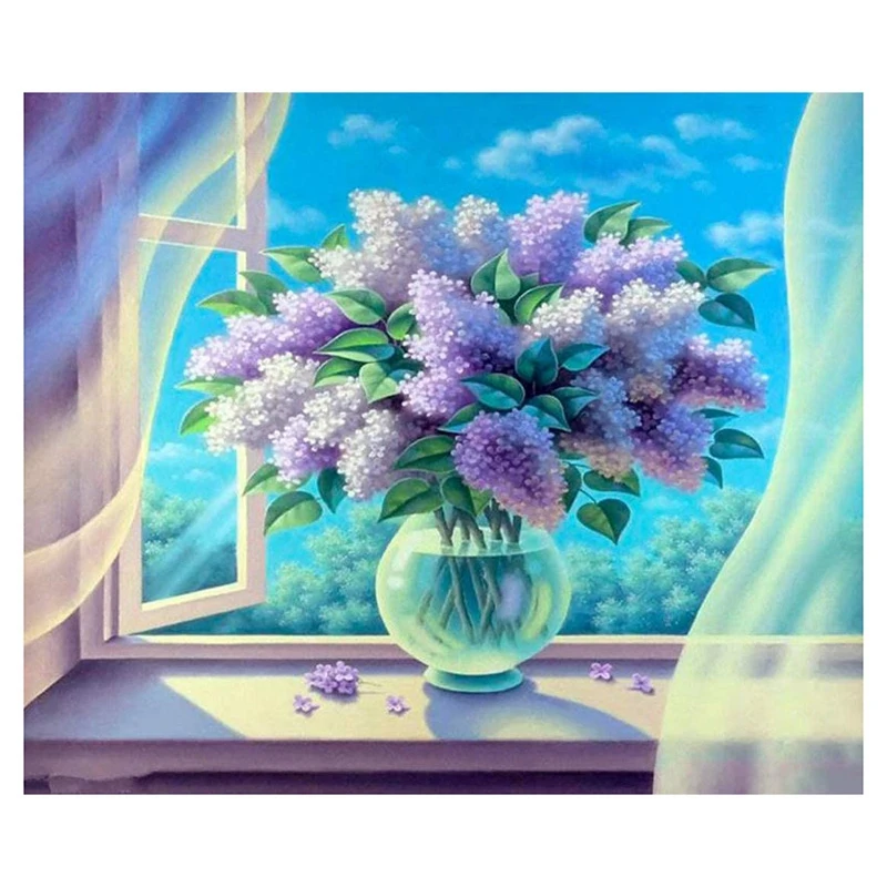 Набор для рисования с круглыми камнями и полотном полный алмазная живопись набор