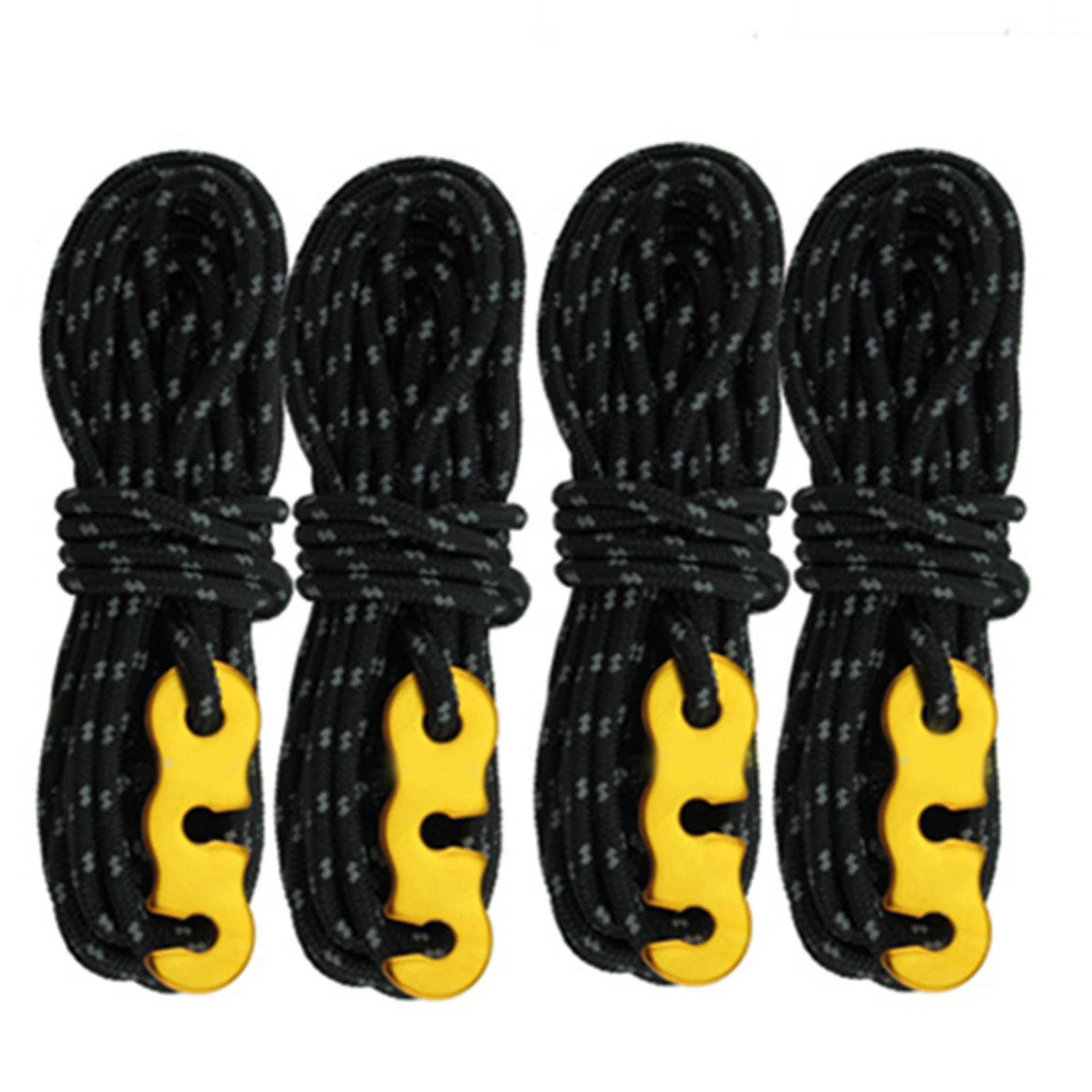 Newly 3mm Reflective Tent Cords with Rope Tensioners Adjuster Set of 4 Light Nylon Camp Cord Wind Buckle for Hiking | Спорт и