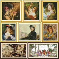 stamped cross stitch kits joy sunday oil painting girl printed 11ct 14ct counted home decor embroidery handmade needlework sets