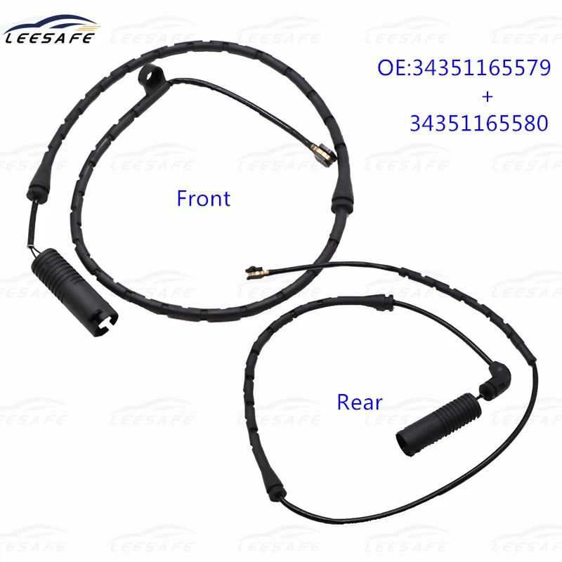 Front+Rear Axle Brake Pad Wear Sensor Kit 34351165579 + 34351165580 for BMW X5 E53 Brake Alarm Sensing Line Replacement