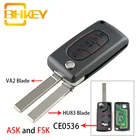 BHKEY 3 кнопки светильник CE0536 Автомобильный Дистанционный ключ для Citroen C2 C3 C4 C5 C6 C8 умный Автомобильный ключ FSK или ASK флип-ключ для автомобиля