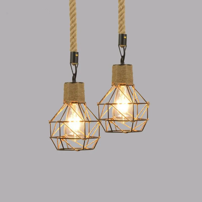 

Retro Cafe Bar Pendant Lamp Adjustable Rope Light for Home Dining Room Exhibition Hall