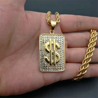 hiphop us dollar money pendant necklaces male stainless steel iced out bling cubic zirconia mens hip hop jewelry dropshipping