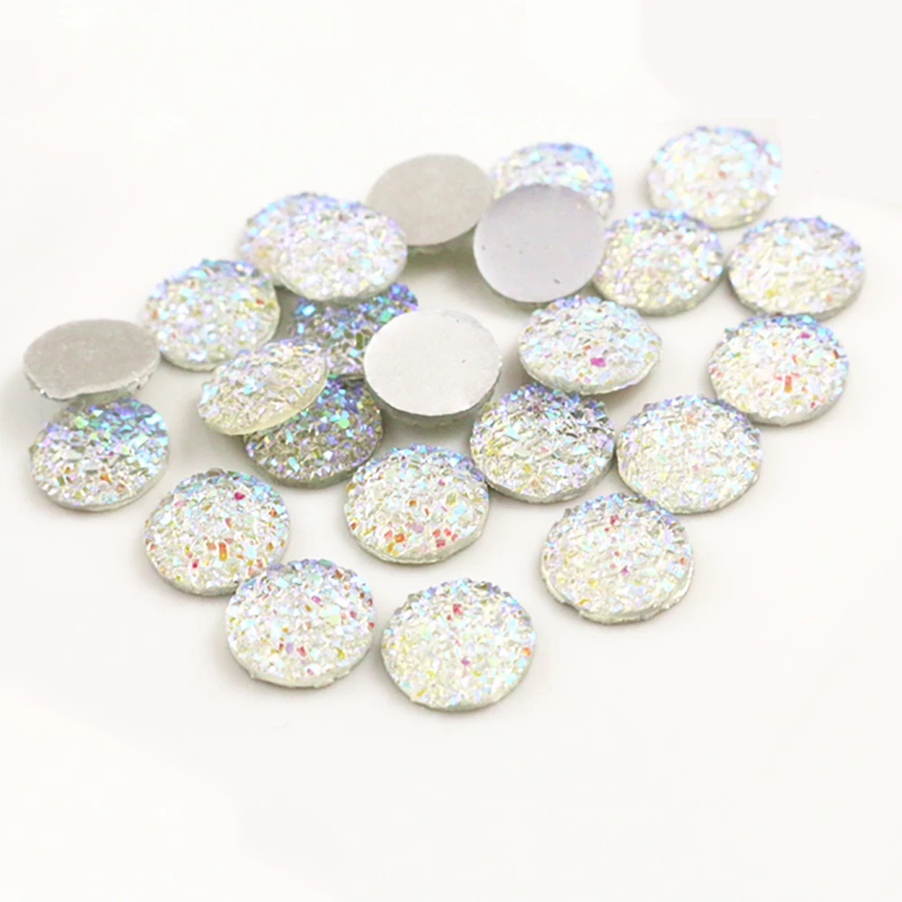 New Fashion 40pcs 12mm White AB Color Flat Back Resin Cabochons Cameo G5-33 | Украшения и аксессуары