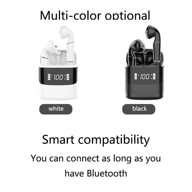 

wireless earphone Bluetooth 5.0 TWS auto connect Intelligent noise reduction handsfree earphones for apple huawei Windows