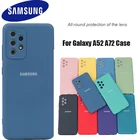 Чехол для Samsung Galaxy A52 5G 4G, шелковистый силиконовый чехол, мягкая на ощупь задняя защитная крышка, Оригинальный жидкий силикон для A72 4G 5G