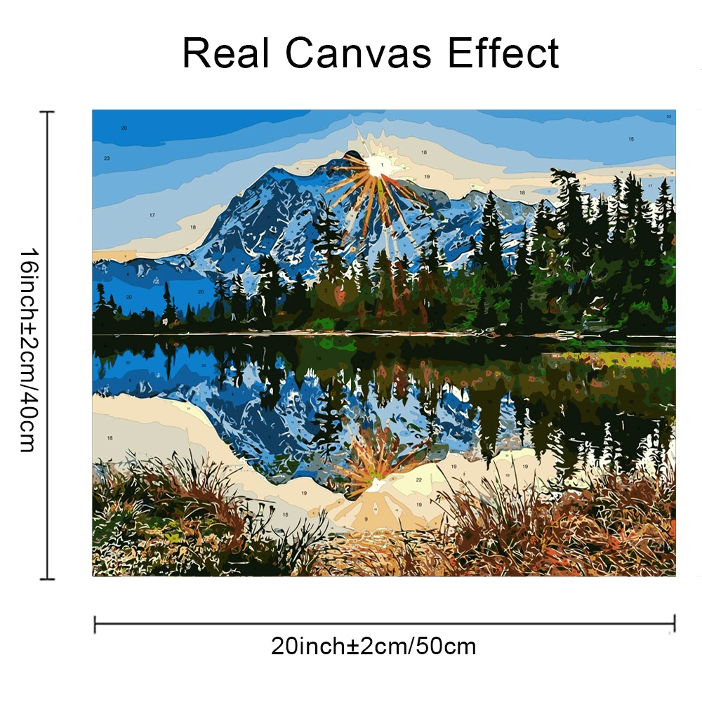 huacan painting by numbers house scenery diy frame pictures mountain lake on canvas home decoration 60x75cm free global shipping