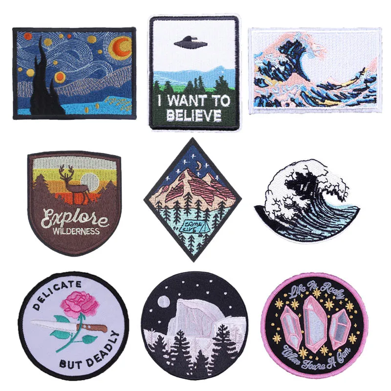 Стикеры для глажки одежды рубашки с утюгом пейзаж искусство волн горы