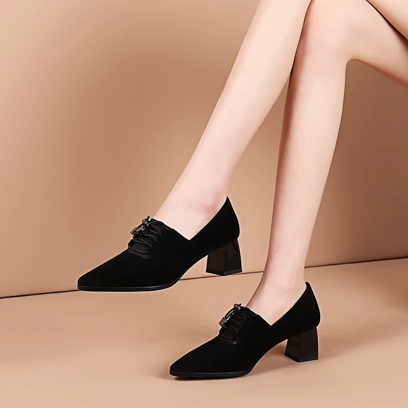 

MoonMeek 2021 Plus Size 33-42 Women Pumps Fashion Lace Up High Heels Ladies Spring Autumn Solid Color Single Shoes