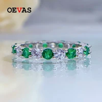 oevas 100 925 sterling silver emerald high carbon diamond rings for women sparkling wedding party fine jewelry gift wholesale