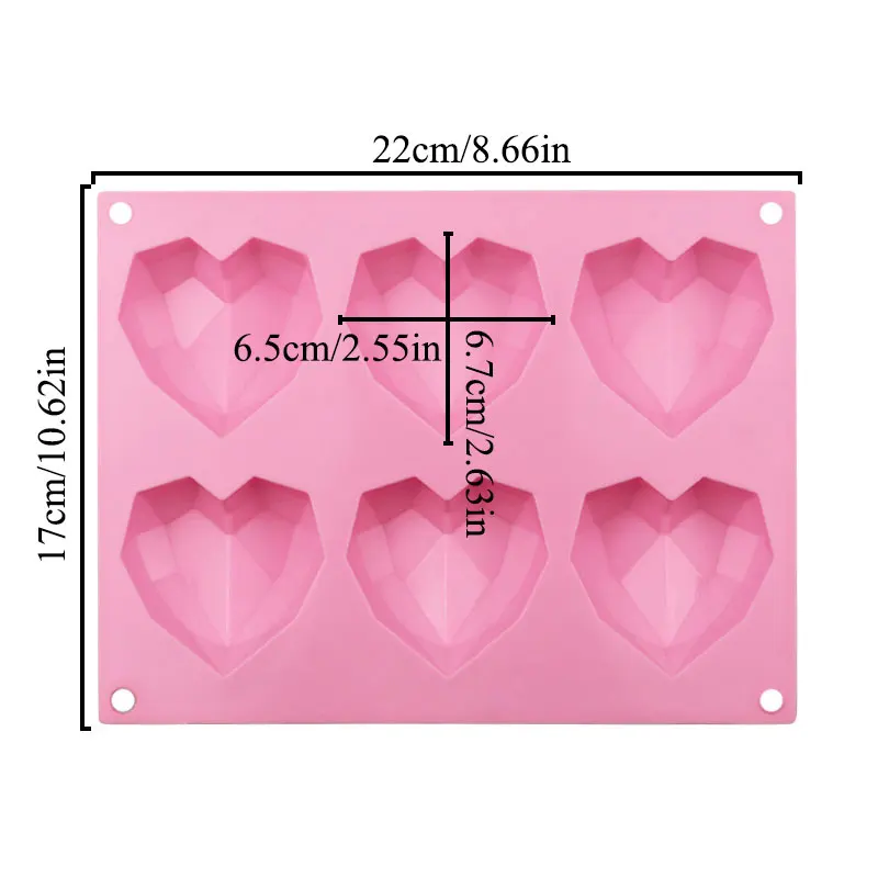 6 полости Алмазное сердце силиконовая форма для украшения торта инструменты