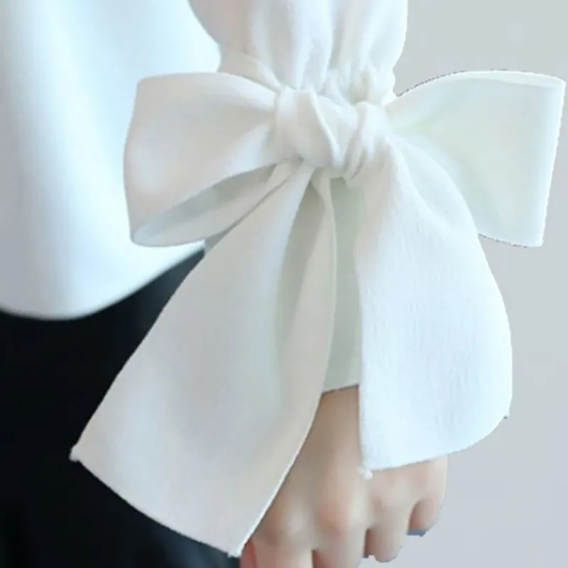 Элегантная винтажная женская рубашка на осень с высоким воротником однотонная