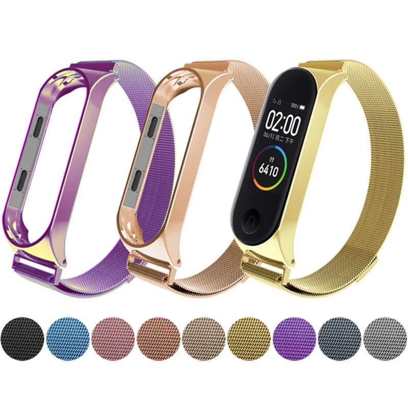Металлический ремешок для Xiaomi Mi Band 4 Miband 3 браслет M3 M4 металлический Безвинтовой