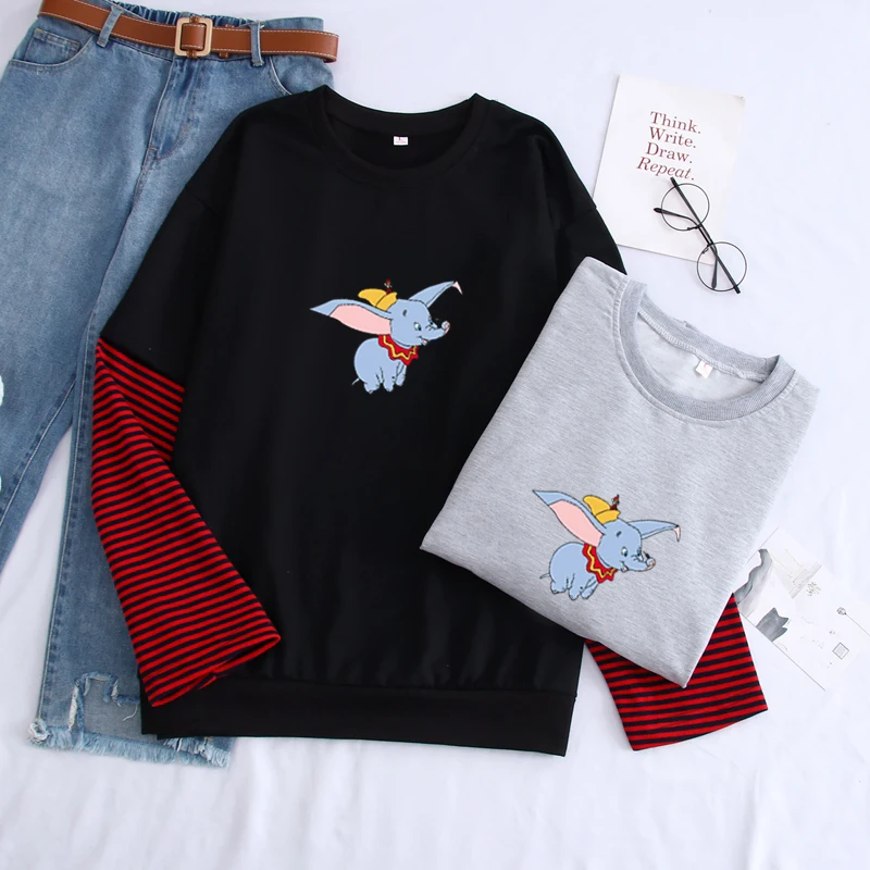 

Свитшот мужской с длинным рукавом, уличная одежда в стиле хип-хоп, пуловеры из двух предметов с принтом летающего слона в стиле Харадзюку, ос...