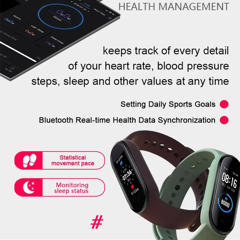 smarthwatch m5 smart watch 2020 waterproof blood pressure smart bracelet bluetooth band smartwatch fitness tracker android ios free global shipping