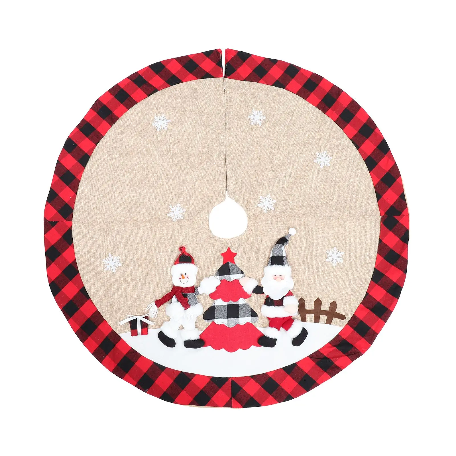 

1Pc Christmas Tree Grids Skirt Decor Xmas Tree Apron New Year Party Decor