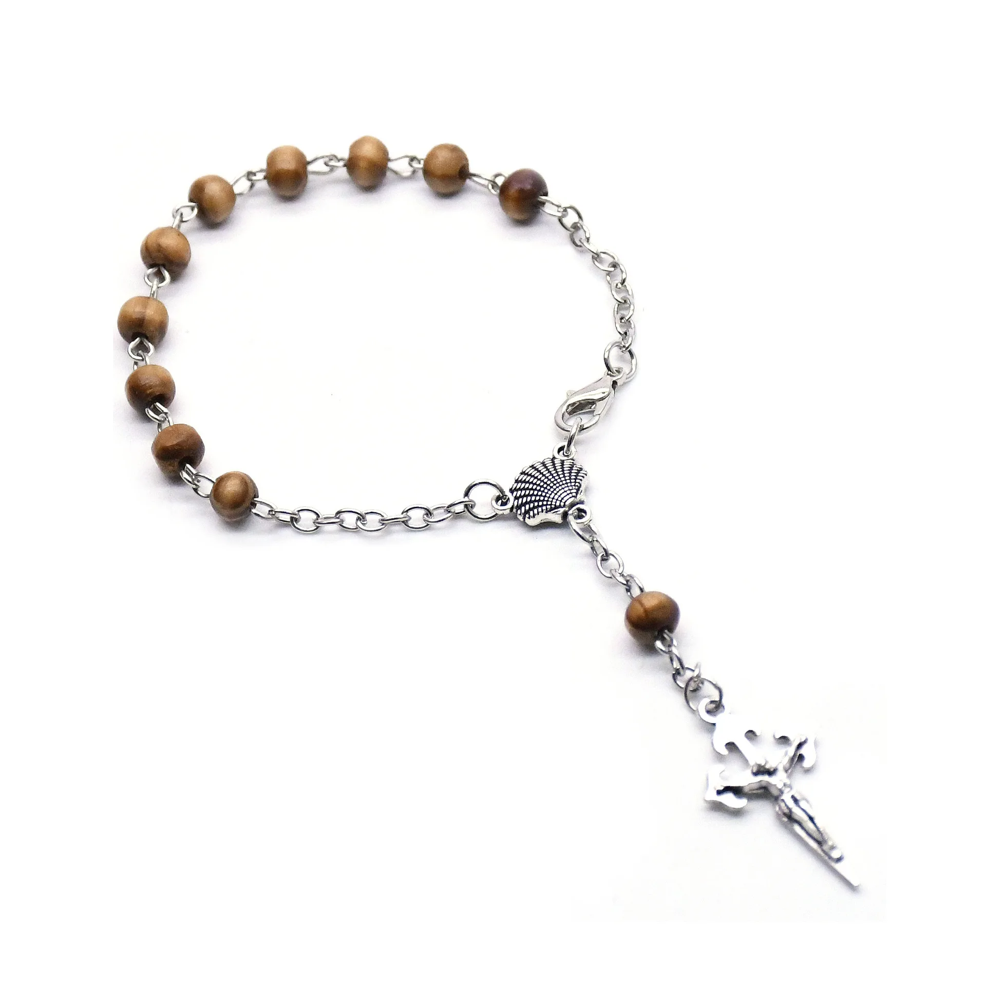 6mm Wooden Beads Chain Rosary Bracelet Christian Catholic Jesus Cross Bracelets for Women Religious Church Prayer Jewelry - купить по