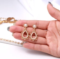 luxury vintage baroque court style rhinestones pearl waterdrop shape drop earrings temperament fashion women girl jewelry gift
