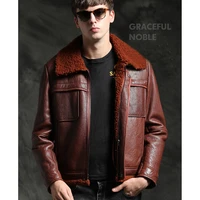 quality brown sheepskin fur shearling coat men sheepskin coat real natural winter warm jackets thicken genuine leather outwear