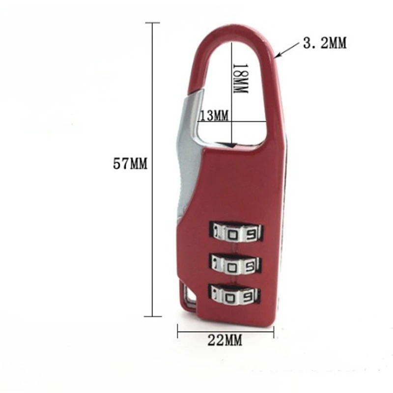 1pc 3 Dial Digit Password Combination Padlock Suitcase Luggage Metal Code Lock Mini Coded Keyed Anti-Theft Cupboard Cabinet |